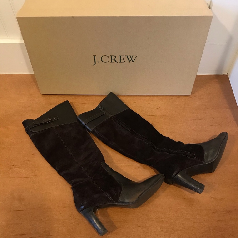 J. Crew leather and suede high heel boots